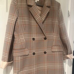 Plaid Double-Breasted Women's Coat